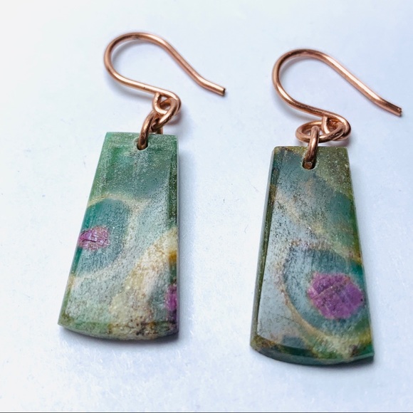 Genuine Ruby Zoisite Earrings - Picture 9 of 9